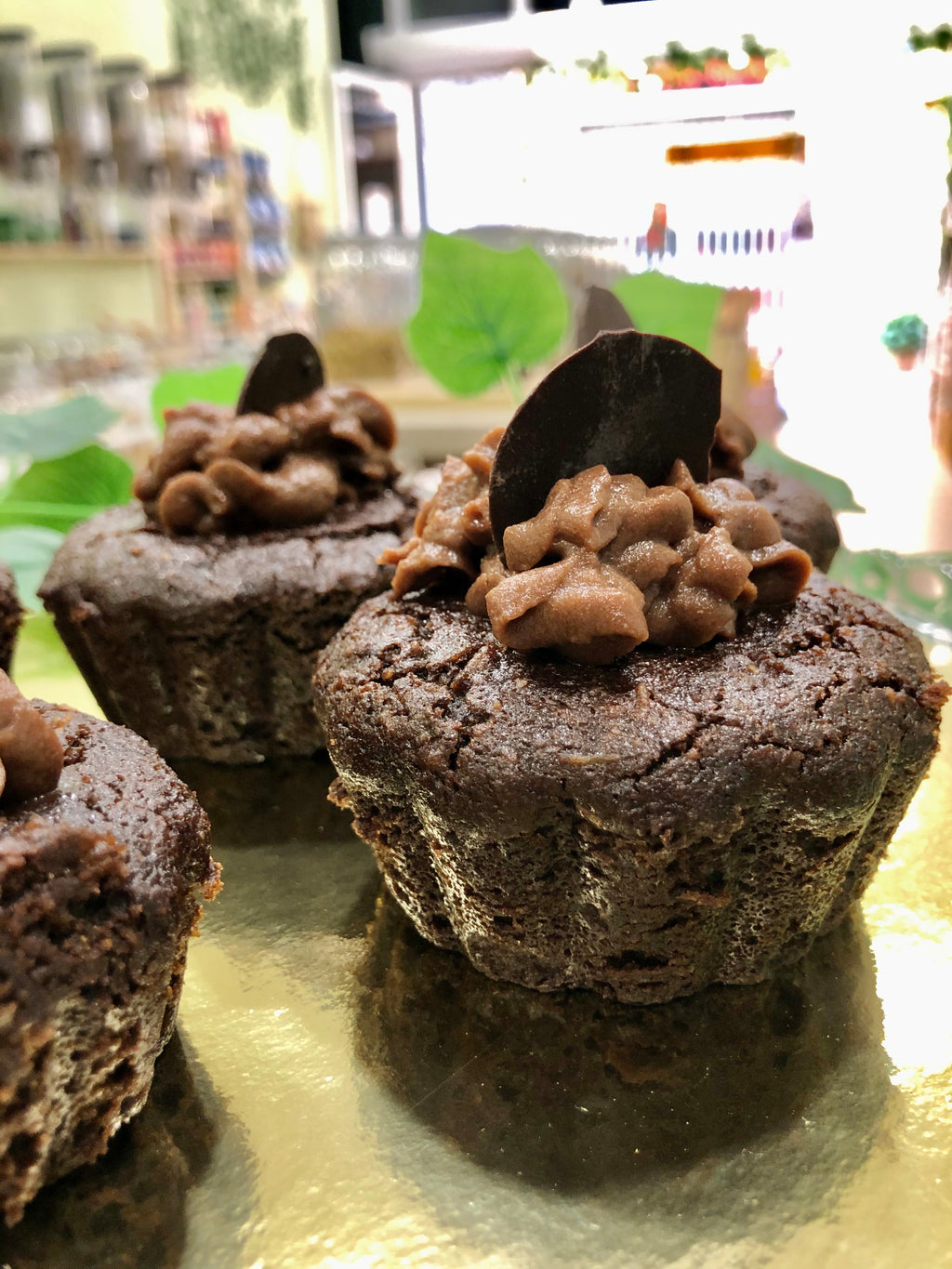 Muffins de algarroba, coco y crema de cacao